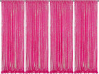 Iridescent Hot Pink Curtains Sequin Backdrop for Wedding Party - 2FT x 8FT Photo Background Backdrop Sparkly Baby Shower Decorations 4 Pcs