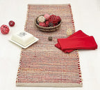 Chardin home Natural Jute Table Runner 13x36 Inch – Vintage Boho Rustic Table Decor – Handwoven Table Runner in Natural Jute and Red – Farmhouse Dining or Console Table Accent