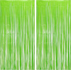 BRAVESHINE Pastel Green Streamers Party Backdrop Decoration - Tinsel Curtain Foil Fringe Backdrop for Birthdays/Dinosaur/Lime Green Frog Theme/Wizard/Christmas Decorations - 3.2ft X 8.2ft
