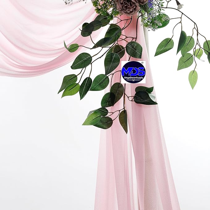 MDS Halloween Chiffon Draping Fabric - 2 Panel, 30" Wide x 20ft Long - Sheer Spooky Arbor & Canopy Drapery for Haunted House Backdrops, Party Ceilings, DIY Costumes & Themed Events - Blush Pink