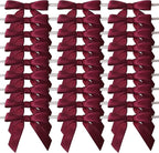 50pcs 2-1/2" Burgundy Satin Ribbon Bows with Twist Tie Bows for Christmas Gift Packing&Wrapping (Burgundy)
