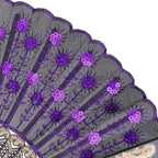 QIRMIZI 10 Pack Fabric Folding Handheld Fans, Perfect for Weddings, Parties, and Dancing,Purple