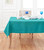 Solino Home Linen Square Tablecloth 52 x 52 Inch - 100% Pure Linen Teal Table Throw - Classic Hemstitch, Machine Washable Table Cloth for Fall, Autumn, Thanksgiving, Christmas
