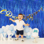 GOER 3.2 ft x 8.2 ft Metallic Tinsel Foil Fringe Curtains Party Photo Backdrop Party Streamers for Birthday,Graduation,New Year Eve Decorations Wedding Decor(4 Packs,Shiny Blue)