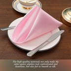 Manyshofu 50 Pieces Blush Pink Satin Napkins - 12x12 Inches Cloth Napkins, Square Satin Fabric Napkin Set - Soft & Reusable Table Napkins for Wedding Dinner Party Lunch Banquet Restaurant Decoration