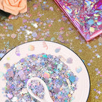 VHUWE Happy Birthday Confetti, 1.6 oz Laser Silver Cake Balloon Star Goblet Bottle Swirl Glitter Confetti for Boys Girls Kids Women Men Happy Birthday Party Table Decorations Supplies