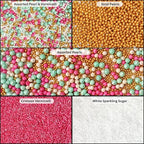 Confect Sprinkles – Princess Party Edible Sprinkles | Mix with Golden Pearl, Blue & White Dragees, , Mint green, White Sparkling Sugar & Pink Jimmies | Vegan, Gluten-Free Cake & Cupcake Decorating Topping - 5 Oz