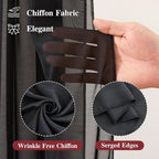 Wedding Arch Draping Fabric,1 Panel 18FT Black Sheer Chiffon Curtain Drapes 6 Yards for Wedding Ceremony Birthday Party Decoration