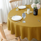 Biscaynebay Round Christmas Tablecloths 60" for Round Tables diameters from 28" to 48", Gold Textured Fabric Water Resistant Folding Table Covers Washable for Dining, Kitchen, Wedding, Parties etc