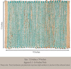 Chardin Home Natural Jute & Aqua Turquoise Placemats, Set of 4 – Rustic Handmade Boho Table Mats, 13x19 in Dining Table Placemats - Kitchen, Everyday Meals, Holidays, Farmhouse or Modern Table Décor