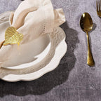 Elegant Handcrafted Leaf Napkin Rings - Set of 12 Premium Aluminum Holders for Dinner Parties, Weddings, Special Occasions & Everyday Dining (Gold) - CLEENTABLE