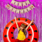 BRAVESHINE Hot Pink Tinsel Foil Fringe Curtains - 2Pcs 3.2x8.2ft Metallic Party Streamers Backdrop for Girl Birthdays Valentines Bridal Shower Bachelorette Hawaiian Luau Theme Party Decorations