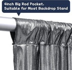 20ftx10ft Black Silver Glitter Sequin Backdrop Curtain for Parties, Wrinkle Free Sparking Backdrop Drapes, 4 Panels 5x10ft Shimmer Photo Back Drop Cloth for Wedding Birthday Photography