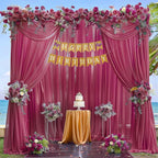 10ft x 10ft Burgundy Backdrop Curtains, Wrinkle-Free Sheer Chiffon Fabric Photo Backdrop Drapes for Wedding Arch Party Ceremony Stage Photography Decorations