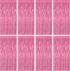 8 Pack Pink Backdrop, 3.28 FT x 7.05 FT Pink Birthday Decorations, Metallic Pink Backdrop for Photoshoot Foil Curtains Party Streamer, Bachelorette Decorations Birthday Photo Booth Props
