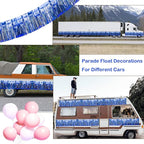 4 Pack Iridescent Float Fringe Curtains, Metallic Foil Fringe Garland Shiny Tassel Foil Parade Float Decorations for Trailer Car Graduation Homecoming Outdoor Indoor Party (Royal Blue)