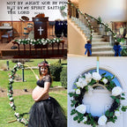 UKELER 2 Pack 14FT Artificial Rose Vines White Flower Garland Artificial Rose Flowers with Green Leaves Floral Plant for Wedding Arch Party Garden Craft Home Decor