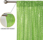 Sugargirl Apple Green Sequin Backdrop Curtain 4 Panels 2FTx8FT Glitter Apple Green Background Drapes Sparkle Photography Backdrop for Party Wedding Birthday Wall Decoration