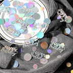 300PC Circle Dots Birthday Confetti for Table Iridescent Happy Birthday Table Scatters Party Decorations