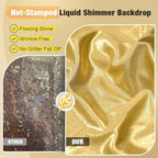 10x10FT Gold Sequin Backdrop - 2 Panels 5x10FT Wrinkle-Free Glitter Drapes for Weddings, Parties & Events