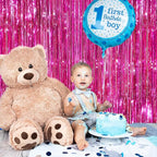 2Pack Hot Pink Metallic Tinsel Foil Fringe Curtains Backdrop for Pink Party Birthday Wedding Bachelorette Baby Shower Holiday Party Decorations Photo Booth Props, Bachelorette Christmas Party Decors