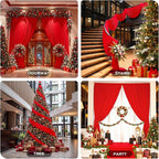 PartyVillage 20ft×15ft Red Backdrop Curtain for Wedding Parties, 4 Panels Wrinkle Free 15 FT Long Polyester Photo Backdrop Drapes Back Drop Cloth for Birthday Photography Background
