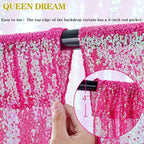Sequin Backdrop Curtains Wedding Photo Backdrop Glitter Birthday Bridal Party Curtains Sparkle Background Drapes (Iridescent Hot Pink, 2 pcs-2ftx8ft)