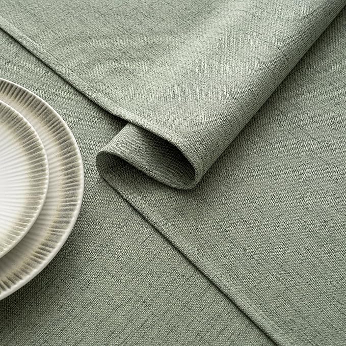 MIULEE Sage Green Linen Tablecloth 60x104 Inch Rectangle Table Cloth Waterproof,Stain Resistant & Wrinkle Resistant for Dining Party Wedding