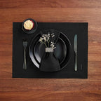 Cotton Linen Placemat Set of 4 – Hemstitch Black Cloth Placemat-14 x 19 Inch – Washable Fabric Placemats for Fall, Halloween, Thanksgiving, Everyday Dining & Décor – Serena
