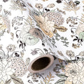 WRAPAHOLIC 30 Inch Jumbo Floral Wrapping Paper - 30 Inch X 33 Feet - Vintage Floral Printed on White Pearlized Paper Design for Wedding, Birthday, Mother's Day
