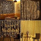 Meonum Curtain Tapestry Backdrop String Lights, Each 13 Strings 6.6 x 5 ft Tapestry Fairy String Light, 8 Modes Window Wall Hanging Light Strings for Bedroom Christmas Curtain Decor(3 Pack)