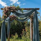Wokceer Wedding Arch Draping Fabric Grey Blue 28.7" x 20FT Sheer Drapes Backdrop for Ceremony, Birthday Party, Bridal Shower Decoration