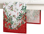 Maison d' Hermine Table Runner 100% Cotton Single Layer Table Runners 108 inches Long for Thanksgiving Christmas Decorations Home Kitchen Dining Party Wedding (Noel, 14.5" x 108")