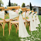 VACVELT Wedding Arch Draping Fabric, Ivory Chiffon, 2 Panels Sheer Drapes, 30 Inch x 20ft Chiffon Backdrop Curtain, Outdoor Sheer Drapery for Ceremony Party Ceiling