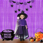 BRAVESHINE Tinsel Photo Backdrop Curtains - 2Pcs 3.2x8.2ft Pastel Purple Foil Fringe Streamer Curtain for Halloween/Easter Birthdays Bachelorette Valentines Mermaid Butterfly Party Decorations