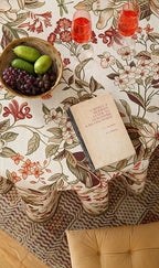 ISAENNE Designer Bohemian Linen Small Round Table Cloth,Colorful Floral Pattern Tablecloth,Wrinkle Resistant Decorative Tablecloths for Dining Thanksgiving Kitchen Party,Diameter 55"-Grace A
