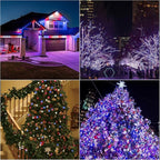 LAMPHOME 66ft Patriotic String Lights - Red White Blue Mini Lights, 200 LED Transparent Wire Fairy Starry String Lights Plug in, 11 Lighting Modes for Outdoor Tree Party Decoration (Red White Blue)