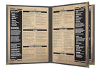 Goodsmart Pajco Style Restaurant Menu Covers – Pack of 10, Side-Loading Booklet Menu Holders, Single Stitched Edge, Clear Vinyl Menu Sleeves, Leatherette Trim, Gold Corners, Black, 4 View (8.5" x 11")