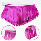 Hot pink Tassel Banner Double Sided Metallic Fabric Pennant Bunting Flag Garland for Birthday Bachelorette Anniversary Engagement Wedding Bridal Shower Graduation Pink Girl Party Decorations Supplies