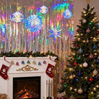 BTSD-home Iridescent Party Decorations with Hanging Honeycomb Ball Decorative Paper Fan Snowflake Garlands Birthday Wedding Christmas Disco Party Supplies