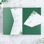 20 PCS Emerald Green Tri-fold Laser Cut Wedding Invitation Pockets for 5x7 Wedding Cards Bridal Shower Engagement Quinceanera Invitation