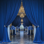 PartyVillage 10ft×15ft Royal Blue Backdrop Curtain for Wedding Parties, 2 Panels Wrinkle Free 15 FT Long Polyester Photo Backdrop Drapes Back Drop Cloth for Birthday Photography Background