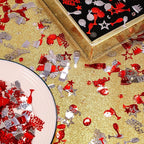 VHUWE Happy Birthday Confetti, 1.6 oz Red Silver Cake Balloon Star Goblet Bottle Glitter Confetti for Boys Girls Kids Women Men Happy Birthday Party Table Decorations Supplies