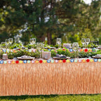 8PCS Hawaiian Table Skirt, Luau Themed Grass Table Skirt Party Supplies, Indoor Outdoor 108 X 29.5" Flower Tropical Hula Dance Parties Supplies Bulk, Table Skirt for Summer Beach Themed Party