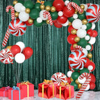 Sugargirl Dark Green Sequin Backdrop Curtain 2 Panels 2FTx8FT Glitter Dark Green Background Drapes Sparkle Photography Backdrop for Party Wedding Birthday Wall Decoration