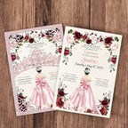 50Pcs Pink Crown Quinceanera Invitation Burgundy for 15 year, Sweet 16, Miss XV, Birthday Laser Cut Quince Invitation Cards Personalized Glitter Pink