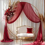 Burgundy Wedding Arch Draping Fabric 3 Panels 30'' x 20FT Burgundy Drapes Sheer Fabric Backdrop Arch Draping Fabrics for Wedding Ceremony Birthday Party Bridal Shower Decoration