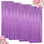 ShinyBeauty Sequin Curtains 4 Panels Lavender Sequin Backdrop Photo Backdrops Shimmer Background Party Decor Glitter Fabric Light Purple Curtain for Baby Shower(2FTx8FT)