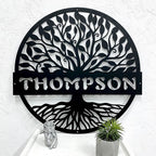 RealSteel Personalized Metal Wall Art - Custom Tree of Life Design with Family Name - Circular Metal Sign - Personalized Wedding, Anniversary, or Housewarming Gift (24")