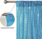 Sugargirl Turquoise Sequin Backdrop Curtain 4 Panels 2FTx8FT Glitter Turquoise Background Drapes Sparkle Photography Backdrop for Party Wedding Birthday Wall Decoration